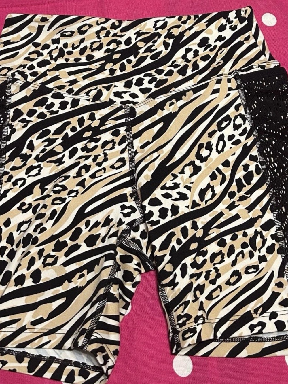 PINK Victoria's Secret Beige Black Animal Print Bike Shorts